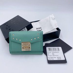 MCM Park Avenue Studded Leather Mint Wallet